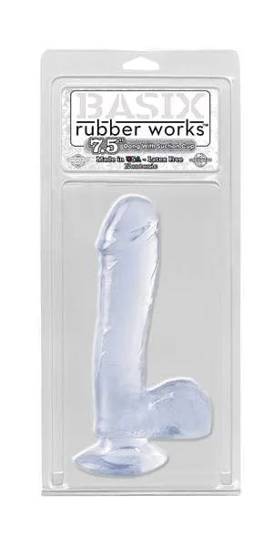 Basix Rubber Works - 7.5 Inch Dong With Suction Cup - Clear