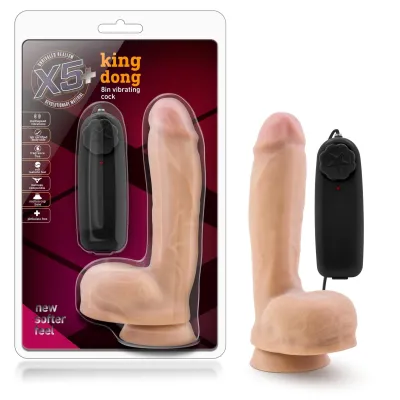 X5 Plus King Dong 8 Inch Vibrating Cock Vanilla