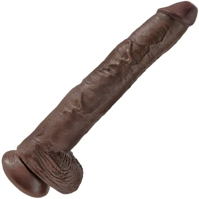 King Cock 14 Suction Cup Dildo With Balls Chocolate