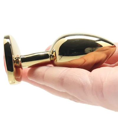 Shots Ouch Heart Gem Butt Plug Small Gold Ruby Red