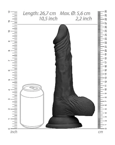 Realistic Suction Dildo With Balls - Black - 9.8 Inch