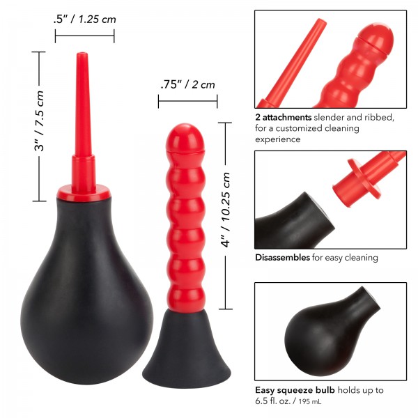 California Exotic Ribbed Anal Douche with 2 Attachments