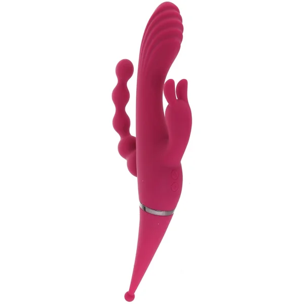 Gender X Four By Four Rechargeable Waterproof Silicone Quadruple Stimulating Vibrator - Red