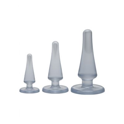 Anal Trainer Kit Clear Vibrating Butt Plug