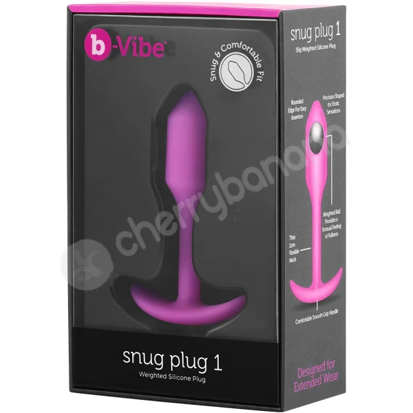 B-Vibe Snug Plug 1 Pink Silicone Weighted Small Butt Plug