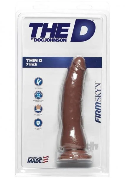 The D Thin D 7 inches Firmskyn Caramel Brown Dildo