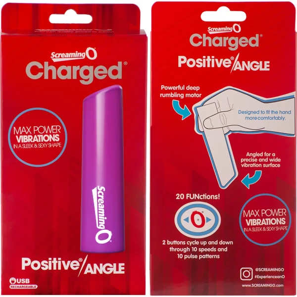Charged Positive Angle Rechargeable Waterproof Vibrator By Screaming O - Purple