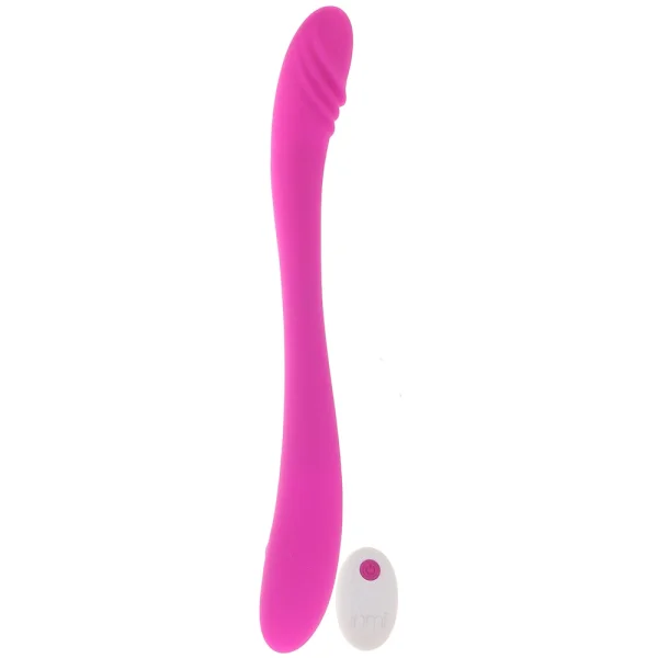 Inmi 7X Double Team Rechargeable Silicone Double Vibrating Dildo With Remote - Purple