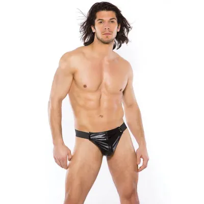 Wet Look Thong Black One Size