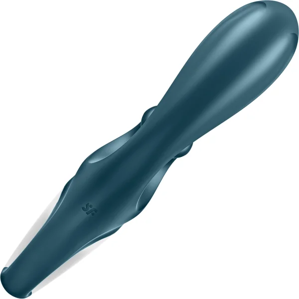 Satisfyer Hug Me Silicone Rechargeable Flexible App Enabled Dual Stimulation Vibrator - Steel Blue