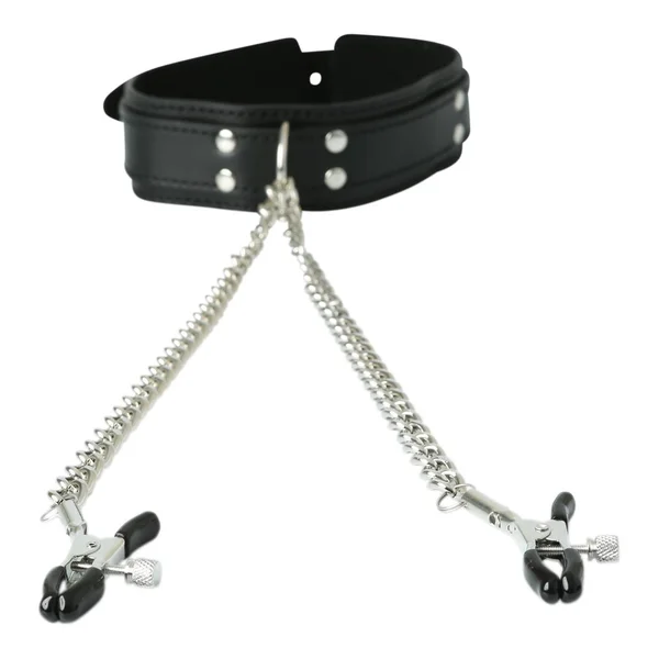 Sportsheets Vegan Leather Collar with Nipple Clamps — image 11 of 15