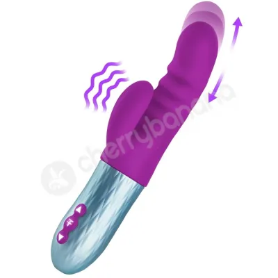 FemmeFunn Essenza Purple Thrusting Real Feel Vibrator With Clitoral Stimulation