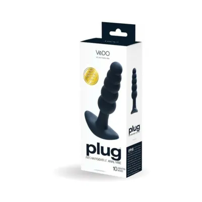 Butt Plugs Vedo Plug Rechargeable Silicone Vibrating Anal Plug Black