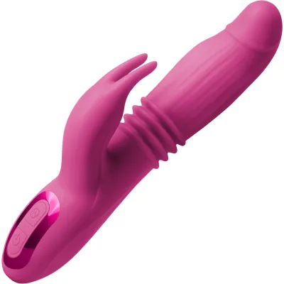 Inya Passion Thrusting Throbbing Expanding Rabbit Silicone Dual Stimulation Vibrator Pink