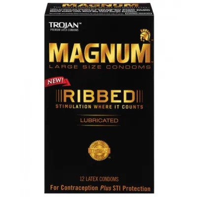 Trojan Magnum Ribbed 12 Pack Latex Condoms