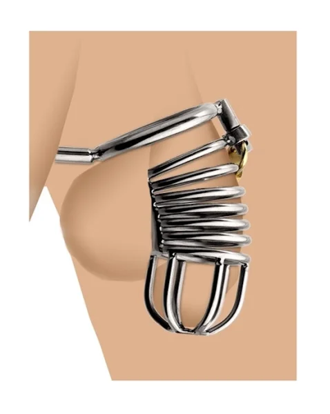 Condemned Cage With Anal Insertion - Silver