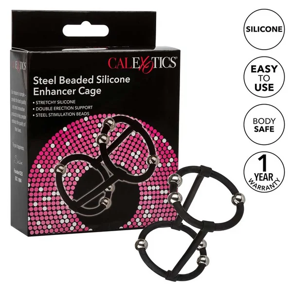 Steel Beaded Black Silicone Penis Enhancer Cage by Cal Exotics — image 5 of 8