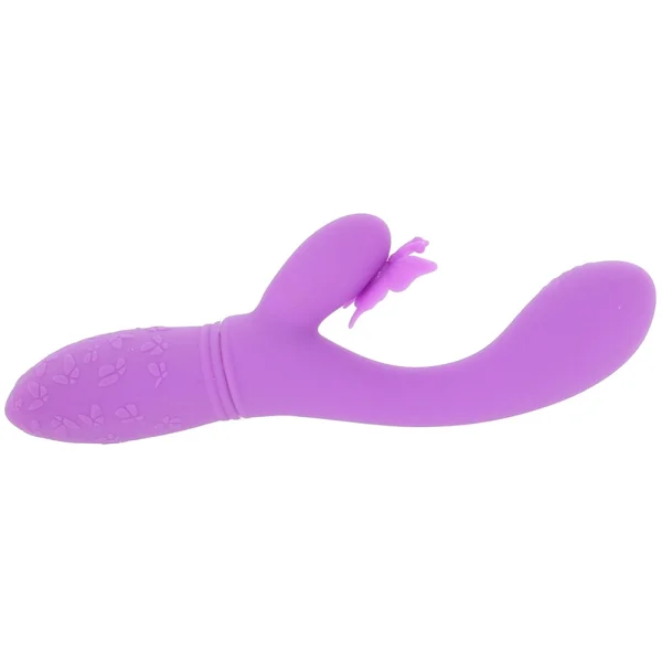 Rechargeable Butterfly Kiss Silicone Flutter Dual Stimulation Vibrator By CalExotics - Purple