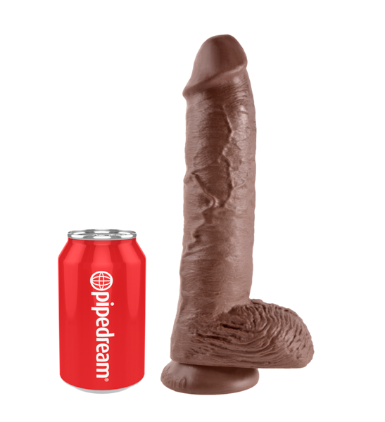 King Cock 10" Cock Dildo With Balls: Brown