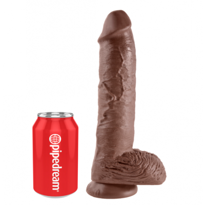 King Cock 10 Cock Dildo With Balls Brown