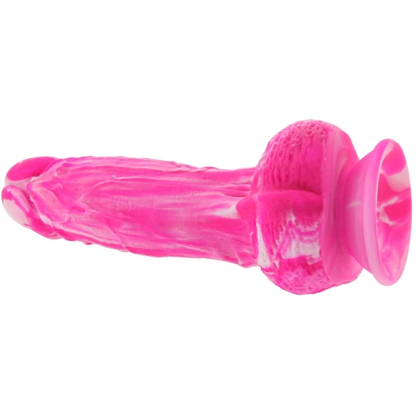 Twisted Love Twisted Dong 6" Silicone Suction Cup Dildo With Balls By CalExotics - Pink & White