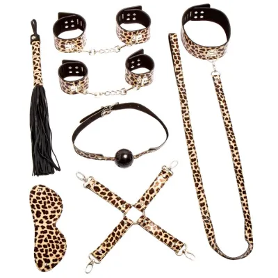 Bondara Untamed Leopard Print PVC 8 Piece Bondage Set