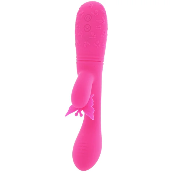 Rechargeable Butterfly Kiss Silicone Flutter Dual Stimulation Vibrator By CalExotics - Pink