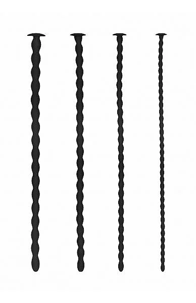 Shots Ouch Advanced Urethral Sounding Silicone Spiral Plug Set - Black