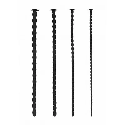 Shots Ouch Advanced Urethral Sounding Silicone Spiral Plug Set Black