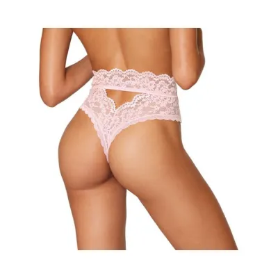 Dreamgirl High waist Scallop Lace Panty With Keyhole Back Pink Xl