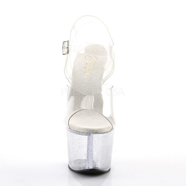 7 inches Heel, 2 3/4 inches PF Ankle Strap Sandal W/Mini Glitters — image 14 of 25