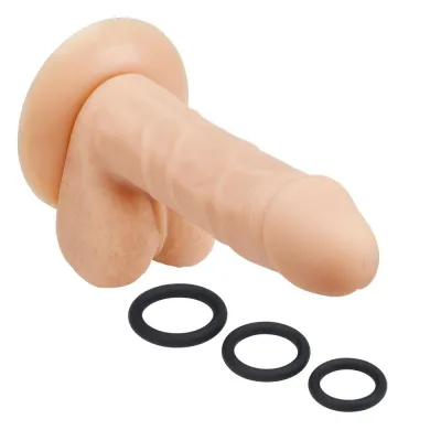 Pro Sensual Premium Silicone 6 Inch Dong With 3 Cockrings Flesh