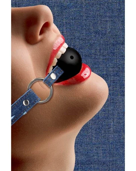 Breathable Ball Gag - With Roughened Denim Straps