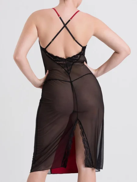 Lovehoney Empress Red Satin and Mesh Long Slip