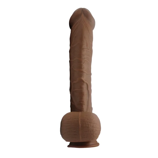 XXL 13 Inch Ultra Veined Curved Brown Dildo — image 9 of 10