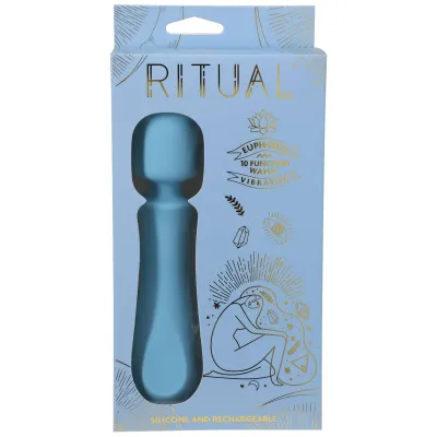 Ritual Euphoria Rechargeable Silicone Wand Vibe Blue