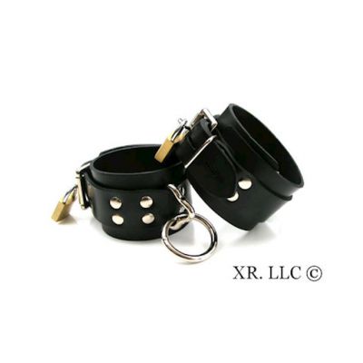Strict Leather Locking Rubber Ankle Restraints Black Ankle