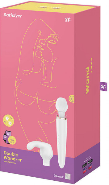 Satisfyer Double Wand-er Wand Vibrator - With 2 Attachment Heads & App Control!