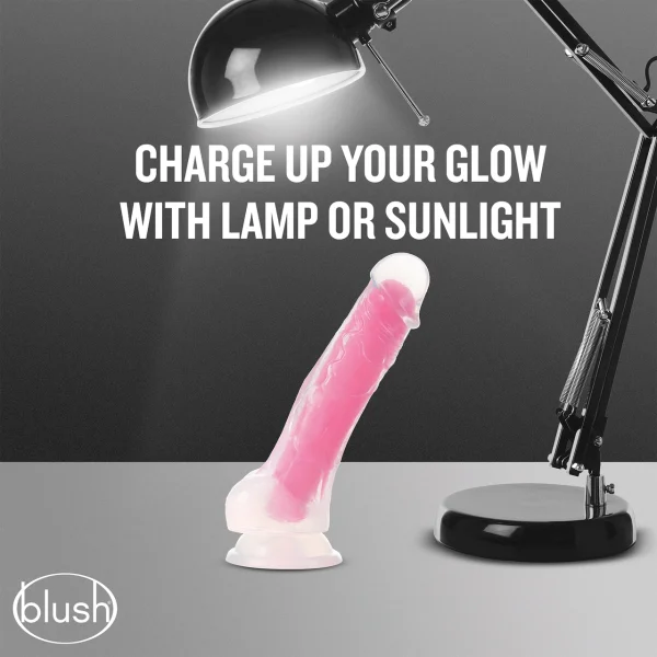 Blush Neo Elite GLOW in the Dark 7.5 Inch with Balls Silicone Dual Density Suction Cup Dildo