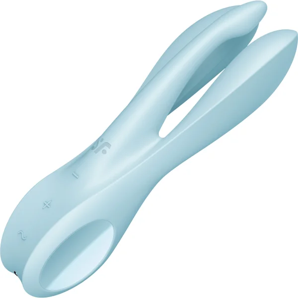 Satisfyer Threesome 1 Rechargeable Waterproof 12-Function Dual Stimulation Vibrator - Light Blue