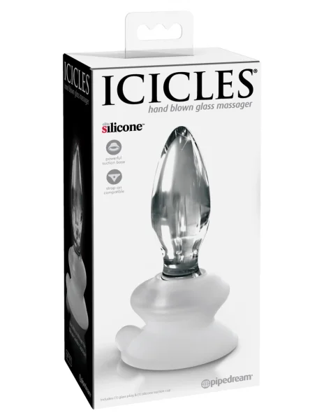Icicles No. 91 Clear Glass Butt Plug with Suction Cup by Pipedream Products