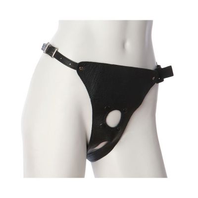 Vac u lock Leather Ultra Harness with Plug Black