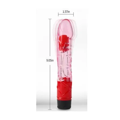 9 Inch Clear Colurful Vibrator Red 9 Inch