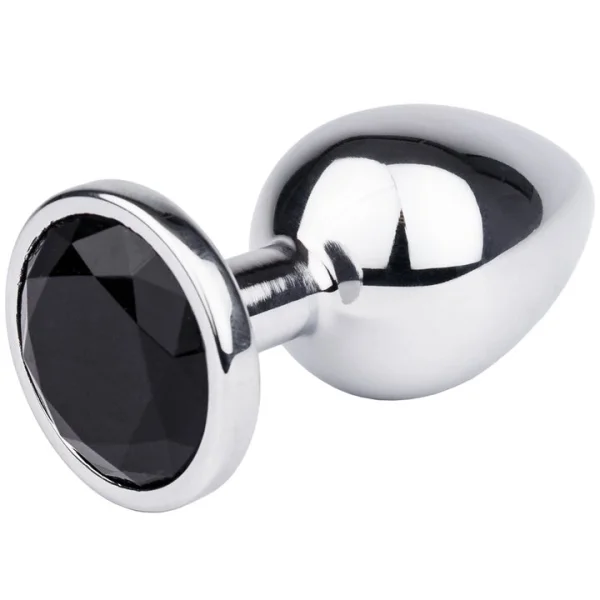 Bejewelled Black Metal Butt Plug - 2.5, 3 or 3.5 Inch