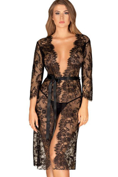 Obsessive Lashy Eyelash Lace Peignoir