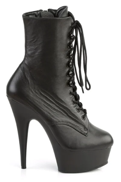 Delight Ankle Boot Black Faux Leather/Black By Pleaser