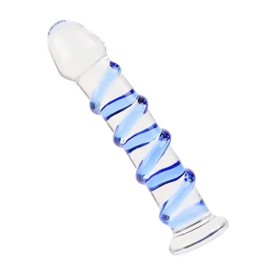 Lucent Blue Swirl Glass Massager