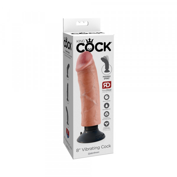 King Cock 8 inches Vibrating Dildo Beige