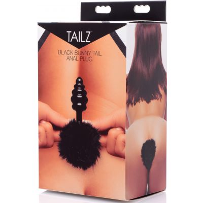 Black Bunny Tail Anal Plug Black