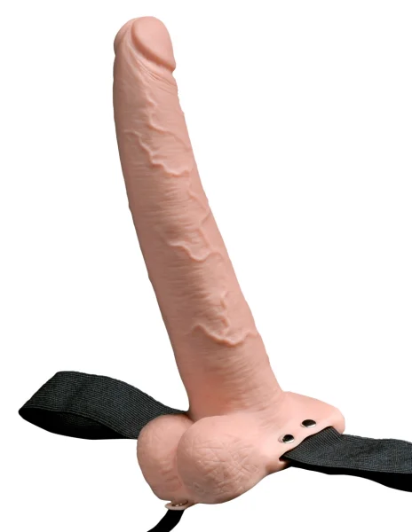 Fetish Fantasy 9" Hollow Rechargeable Strap-On with Balls, Flesh — image 3 of 8